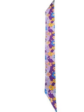 Vintage Floral Skinny Scarf in Purple, Orange & Blue